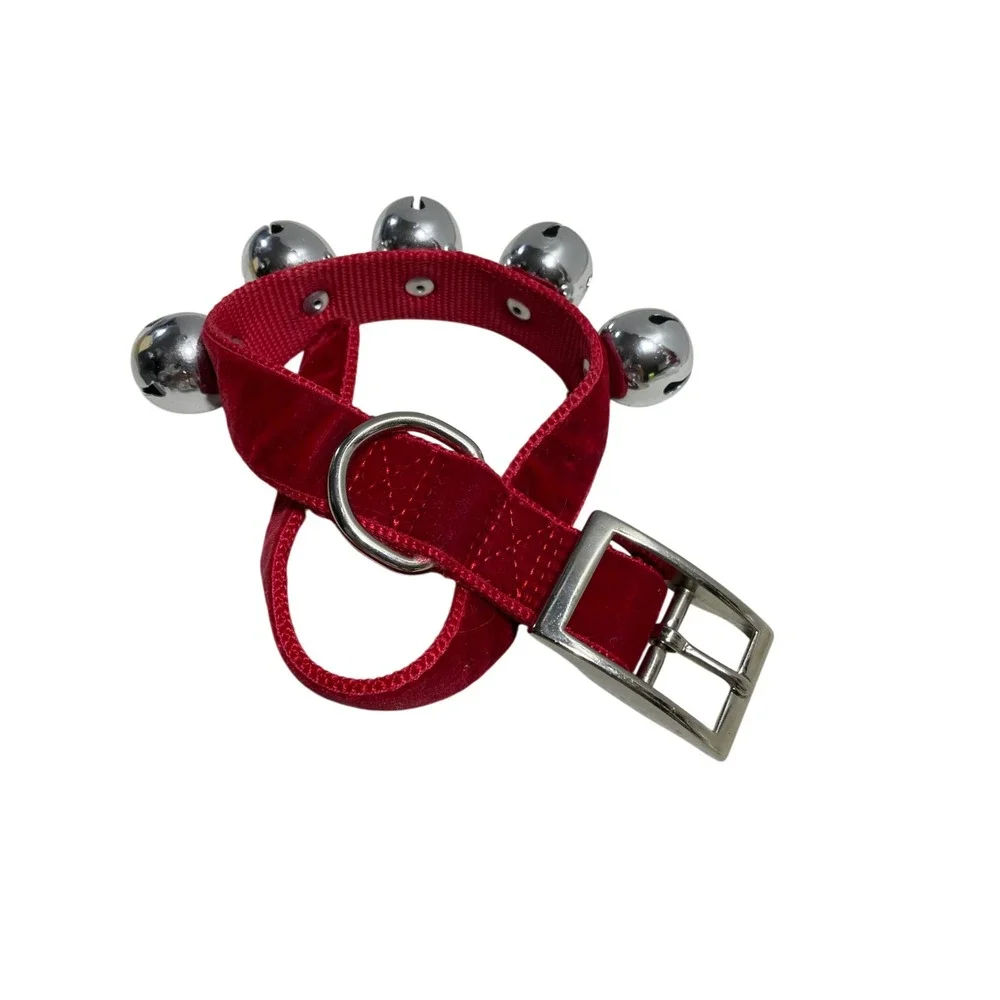 Dog Collar Jingle Bells Red Silver